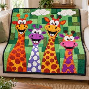 Mönster för giraffquilt, applikation med smältbara kanter i PDF-format, quiltmönster för djur, väggbonad med lapptäcke, mall för quilt med folkkonst bild 9