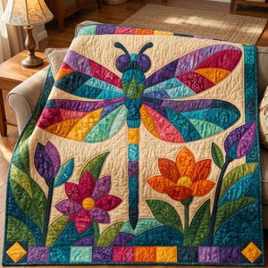 Mönster för trollslända-quilt, applikation med smältbara kanter, quiltmönster i PDF-format, väggbonad med lapptäcke, mall för quilt med folkkonst bild 5