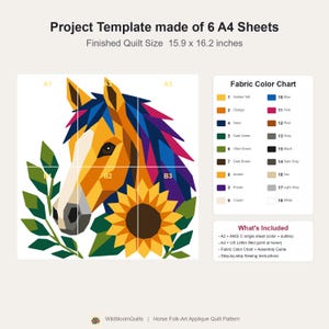Horse Quilt Pattern, Horse Wall Hanging Quilt Pattern PDF, Easy Applique Quilt for Beginners, Raw Edge Fusible Applique image 11