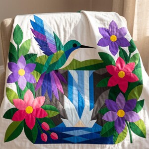 Hummingbird Quilt Pattern, Bird Wall Hanging Quilt Pattern PDF, Beginner Applique Quilt, Raw Edge Fusible Applique image 19