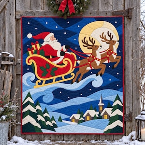 Santa Sleigh Quilt Pattern, Applique & Collage Quilt, Christmas Quilt Pattern PDF, Stained Glass Patchwork Wall Hanging, Reindeer Quilt image 12