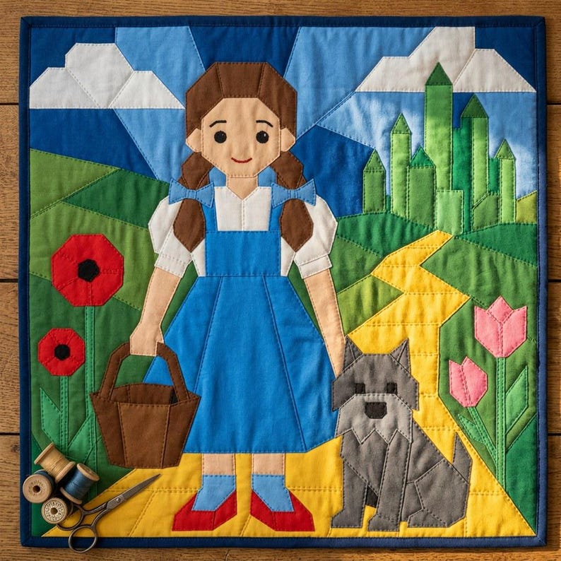 Molde para colcha de menina e cachorro, molde para colcha de parede infantil em PDF, colcha de aplique fácil, aplique termocolante com borda crua imagem 4