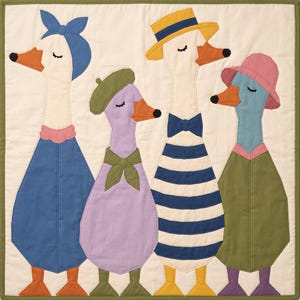 Dressed Geese Quilt Pattern, 2 Designs & 5 Sizes up to 60in, Raw Edge Fusible Applique, Animal Quilt Pattern PDF, Folk Art Geese Bed Quilt image 18