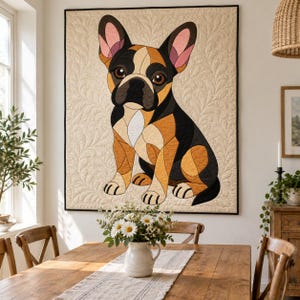 French Bulldog Quilt Pattern, Applique & Collage Quilt, Dog Quilt Pattern PDF, Patchwork Wall Hanging, Folk Art Quilt Template image 6