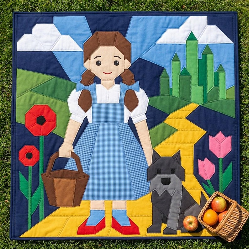 Molde para colcha de menina e cachorro, molde para colcha de parede infantil em PDF, colcha de aplique fácil, aplique termocolante com borda crua imagem 9