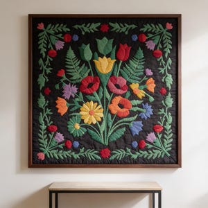 Cottagecore Quilt Pattern, Floral Wall Hanging Quilt Pattern PDF, Botanical Applique Quilt, Raw Edge Fusible Applique image 2