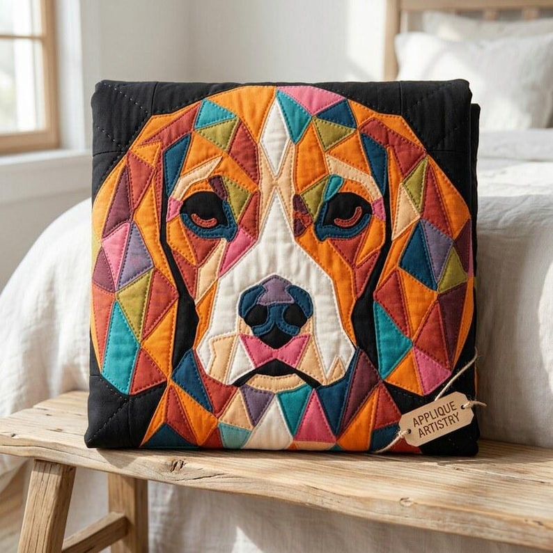 Beagle Quilt Pattern, Dog Wall Hanging Quilt Pattern PDF, Applique Quilt Pattern for Beginners, Dog Lover Gift, Raw Edge Fusible Applique image 7