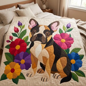 French Bulldog Quilt Pattern, Dog Wall Hanging Quilt Pattern PDF, Applique Quilt Pattern, 2 Colourways & 3 Sizes, Raw Edge Fusible Applique image 5