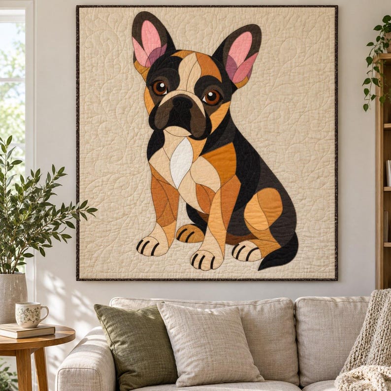 French Bulldog Quilt Pattern, Applique & Collage Quilt, Dog Quilt Pattern PDF, Patchwork Wall Hanging, Folk Art Quilt Template image 12
