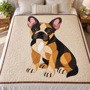 French Bulldog Quilt Pattern, Applique & Collage Quilt, Dog Quilt Pattern PDF, Patchwork Wall Hanging, Folk Art Quilt Template image 9