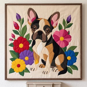 French Bulldog Quilt Pattern, Dog Wall Hanging Quilt Pattern PDF, Applique Quilt Pattern, 2 Colourways & 3 Sizes, Raw Edge Fusible Applique image 14