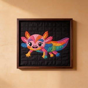 Axolotl Quilt Pattern, Kids Wall Hanging Quilt Pattern PDF, Easy Applique Quilt for Beginners, Raw Edge Fusible Applique image 4