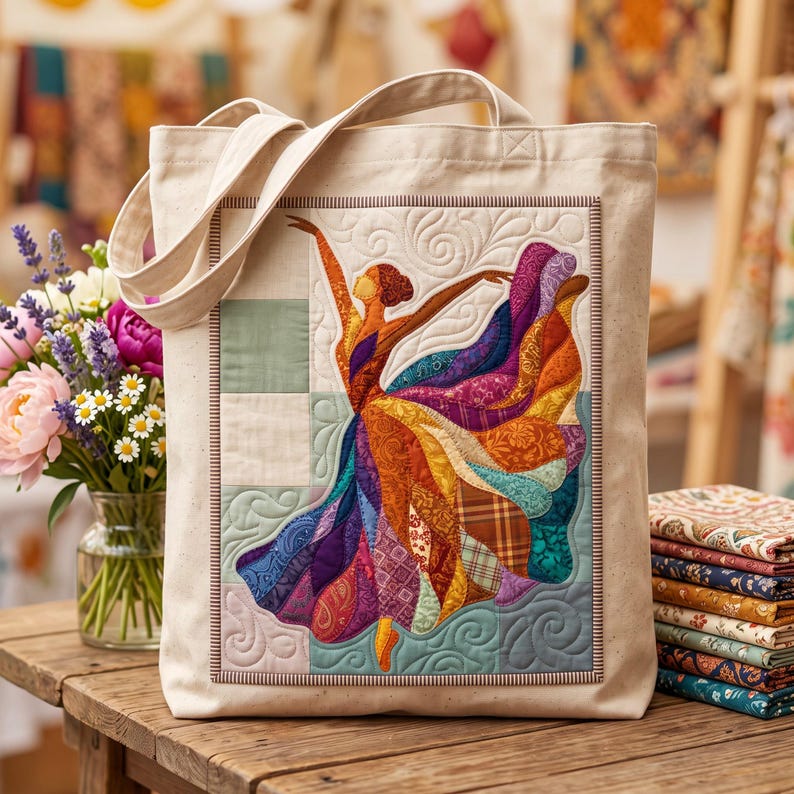 Ballerina-Quiltmuster, PDF-Vorlage für Applikationen mit offenen Kanten, Tänzer-Quiltmuster, Patchwork-Wandbehang, Quiltvorlage im Volkskunststil Bild 6