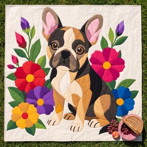 French Bulldog Quilt Pattern, Dog Wall Hanging Quilt Pattern PDF, Applique Quilt Pattern, 2 Colourways & 3 Sizes, Raw Edge Fusible Applique image 11