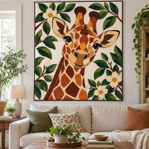 Giraffen-Quiltmuster, Applikations- und Collage-Quilt, Tier-Quiltmuster (PDF), Magnolien-Wandbehang im Volkskunststil, Patchwork-Vorlage Bild 12