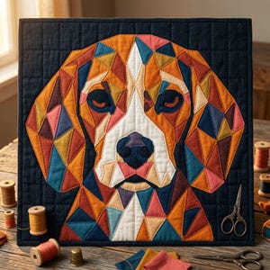 Beagle Quilt Pattern, Dog Wall Hanging Quilt Pattern PDF, Applique Quilt Pattern for Beginners, Dog Lover Gift, Raw Edge Fusible Applique image 4