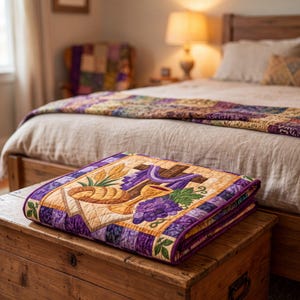 Communion Cross Quilt Pattern, Raw Edge Fusible Applique, Religious Quilt Pattern PDF, Christian Wall Hanging, Folk Art Faith Template image 11