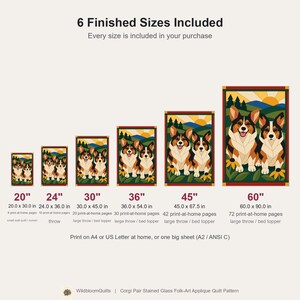 Corgi Pair Quilt Pattern, Applique & Collage Dog Quilt, Animal Quilt Pattern PDF, Patchwork Wall Hanging, Folk Art Quilt Template image 13