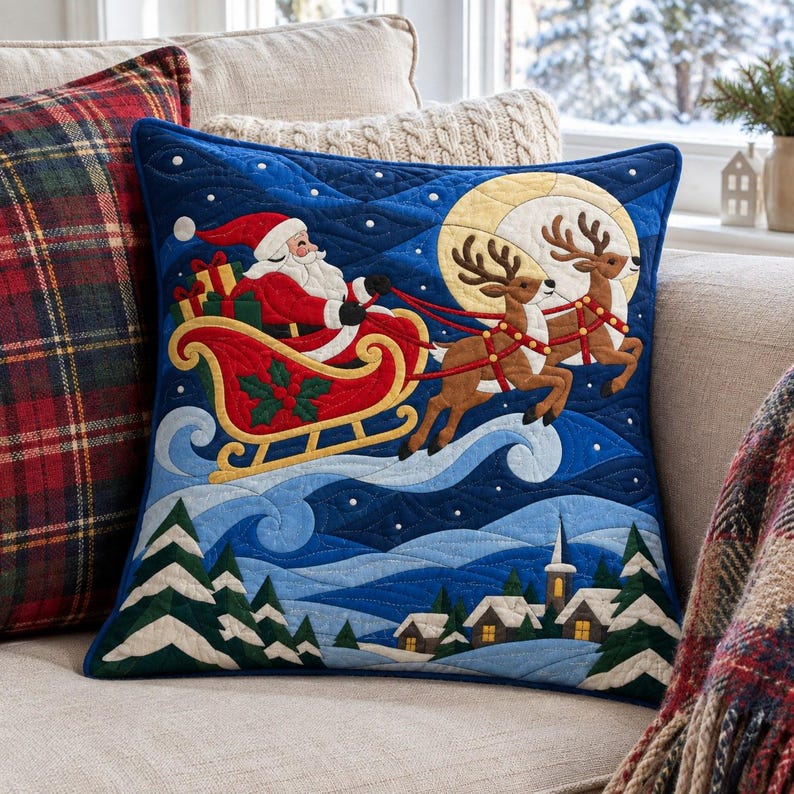Santa Sleigh Quilt Pattern, Applique & Collage Quilt, Christmas Quilt Pattern PDF, Stained Glass Patchwork Wall Hanging, Reindeer Quilt image 16