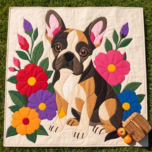 French Bulldog Quilt Pattern, Dog Wall Hanging Quilt Pattern PDF, Applique Quilt Pattern, 2 Colourways & 3 Sizes, Raw Edge Fusible Applique image 20
