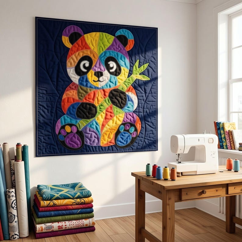 Patrón de edredón de panda, patrón de edredón para colgar en la pared de la habitación infantil en PDF, edredón de apliques fácil para principiantes, aplique termoadhesivo con borde sin rematar imagen 8