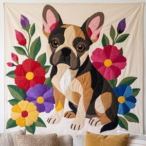 French Bulldog Quilt Pattern, Dog Wall Hanging Quilt Pattern PDF, Applique Quilt Pattern, 2 Colourways & 3 Sizes, Raw Edge Fusible Applique image 16