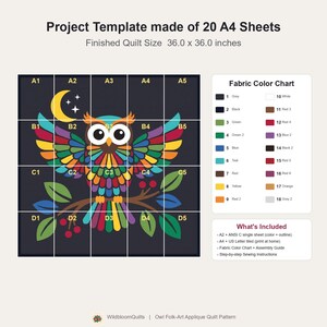 Owl Quilt Pattern, Owl Wall Hanging Quilt Pattern PDF, Easy Applique Quilt for Beginners, Woodland Wall Quilt, Raw Edge Fusible Applique image 9