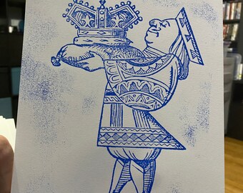 The Knave of Hearts from Alice's Adventures in Wonderland by Lewis Carroll - hand printed signed wood block print.