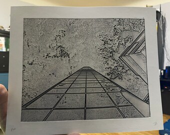 Stairway to Heaven - signed intaglio print - Black