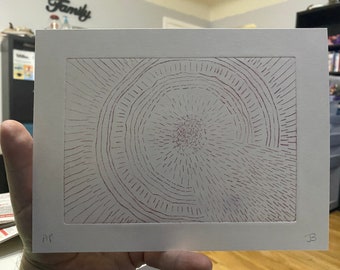 Boom - signed intaglio print. Red.