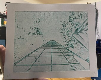 Stairway to Heaven - signed intaglio print - Green