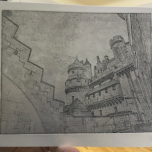 Pierrefonds Castle - signed intaglio print.