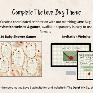 Love Bug Baby Shower Invitation Template, Little Love Bug Baby Shower Invite, Ladybug Summer Picnic Canva Invitation, Editable Print & Phone image 10