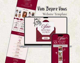 Vino Before Vows Bachelorette Website Template, Wine Country Bach Party Invitation, Editable Itinerary & RSVP Wine Bridal Party Wine Tasting