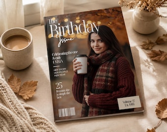 Editable Birthday Magazine Template, Personalized Friend Gift (Canva)