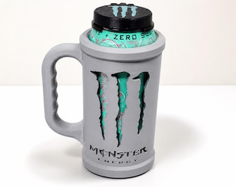 16oz Can Holder with Handle | 3D Printed PLA Sleeve | Reusable Energy Drink Mug