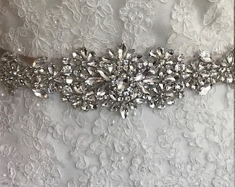 Wedding dress belt, bridal gown sash, bridal bling, jeweled belt, ivory wedding belt, bridal sash, ivory wedding belt, free shipping, silver