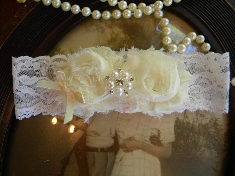 Shabby Chic Ivory Lace Garter Keepsake Garter Rhinestone Pearl Wedding Garter SALE-Wedding Garter Bridal Garter Vintage Garter