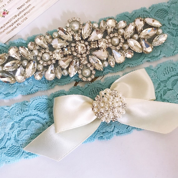 Blue wedding garter clearance set