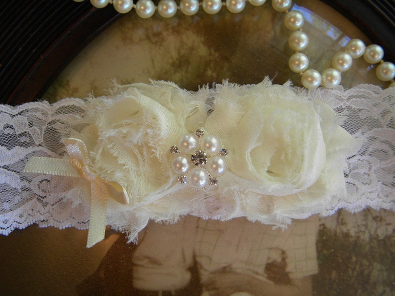 Shabby Chic Ivory Lace Garter Keepsake Garter Rhinestone Pearl Wedding Garter SALE-Wedding Garter Bridal Garter Vintage Garter