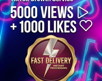 5000 visualizaciones y 1000 me gusta en TikTok / Servicio de crecimiento en TikTok / Impulso a la interacción en redes sociales