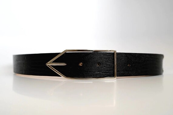Black Lizard Leather Waist Belt - Etsy display picture 2
