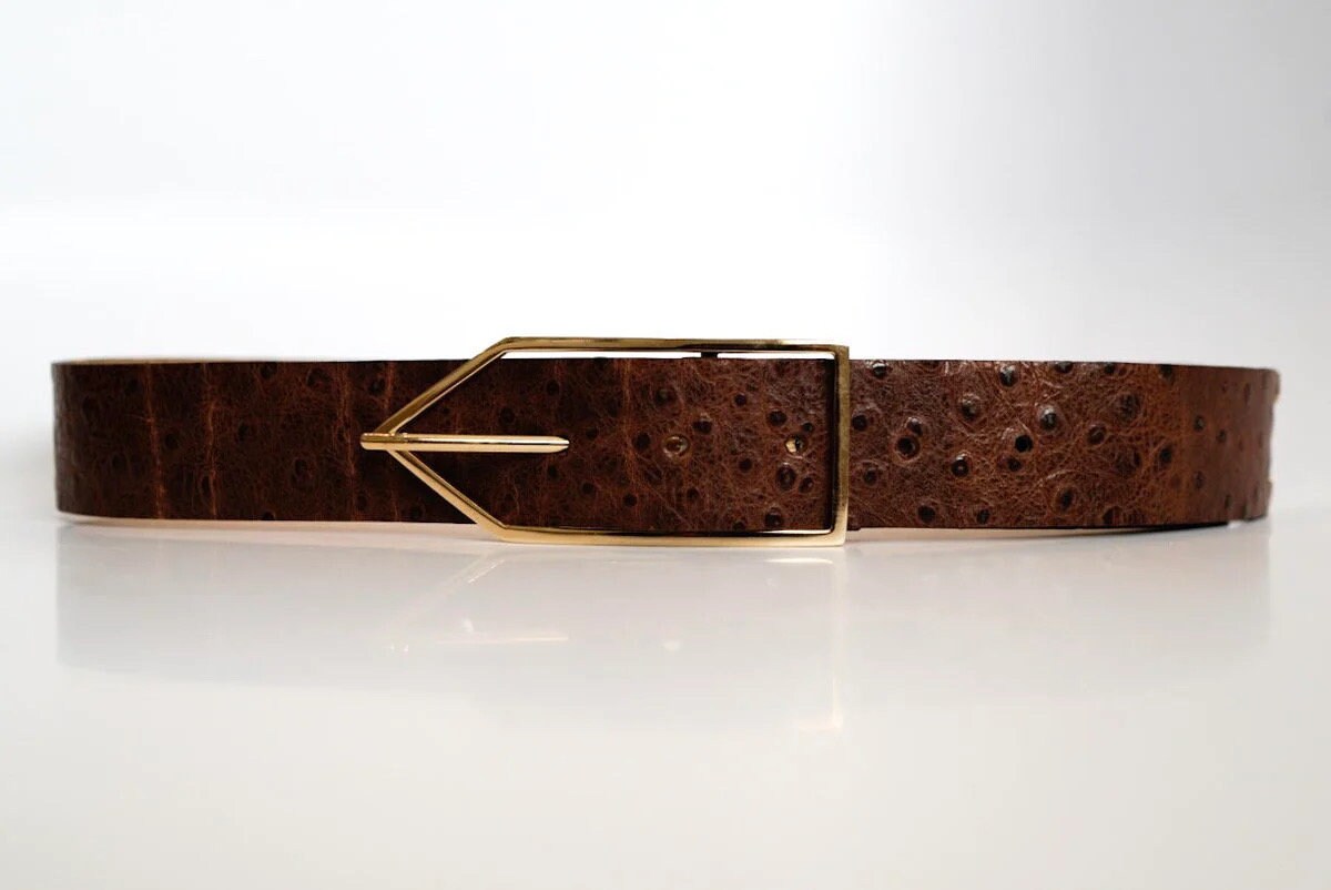 Brown Ostrich Leather Waist Belt - Etsy