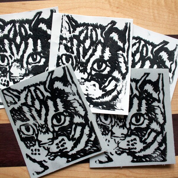 Cat Haus Block Printed Sticker on Recycled Vinyl