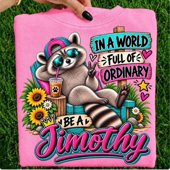 Jimothy PNG, Jimothy Raccoon Shirt, Funny Raccoon Meme Design, Cute Trash Panda Sublimation