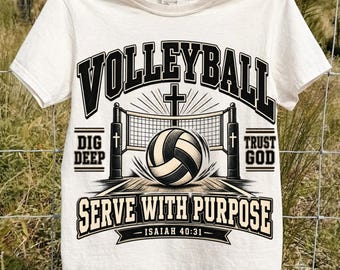 Christian Volleyball PNG, Serve With Purpose, Isaiah 40:31, Faith Volleyball Sublimation Design