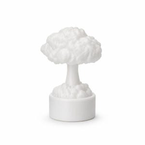 May include: A solid white decorative object featuring a cylindrical base topped with a sculpted, cloud-like mushroom shape. The entire piece has a smooth, matte finish and a uniform white color, creating a singular, cohesive sculptural form.