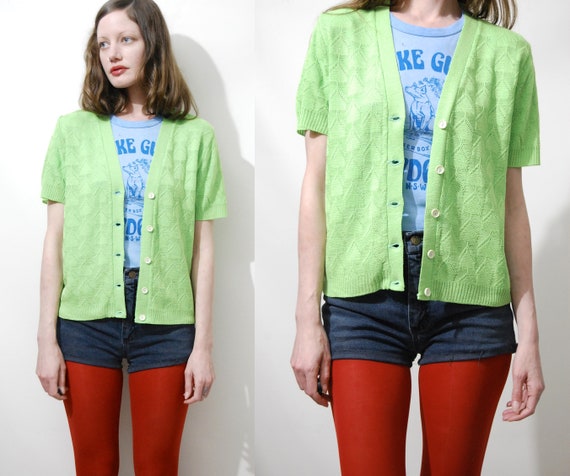 neon green cardigan sweater