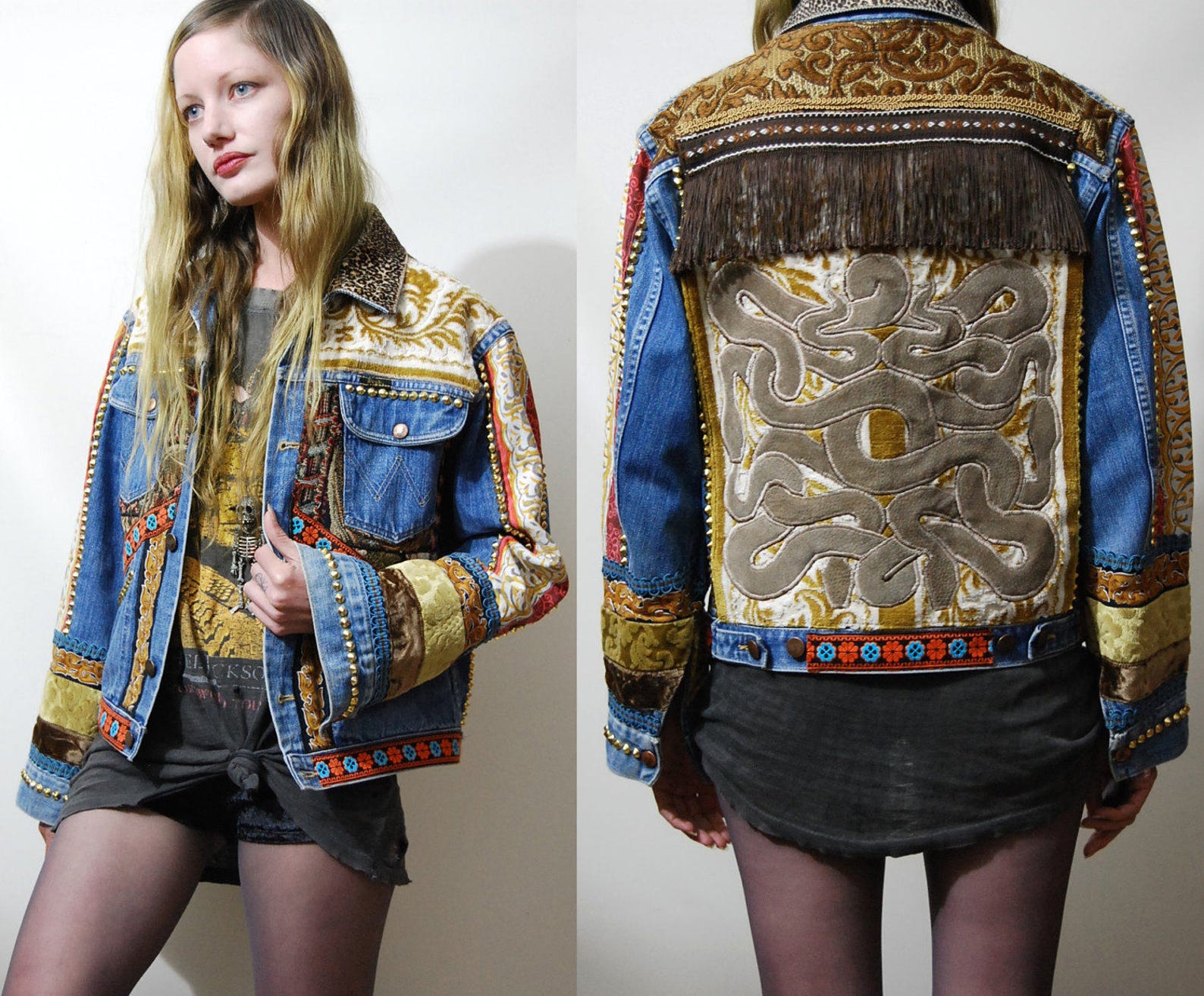 TAPESTRY Jacket 70s Vintage Renewed Wrangler Denim Snake Etsy