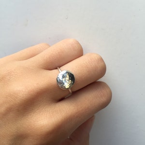 Full moon silver ball ring